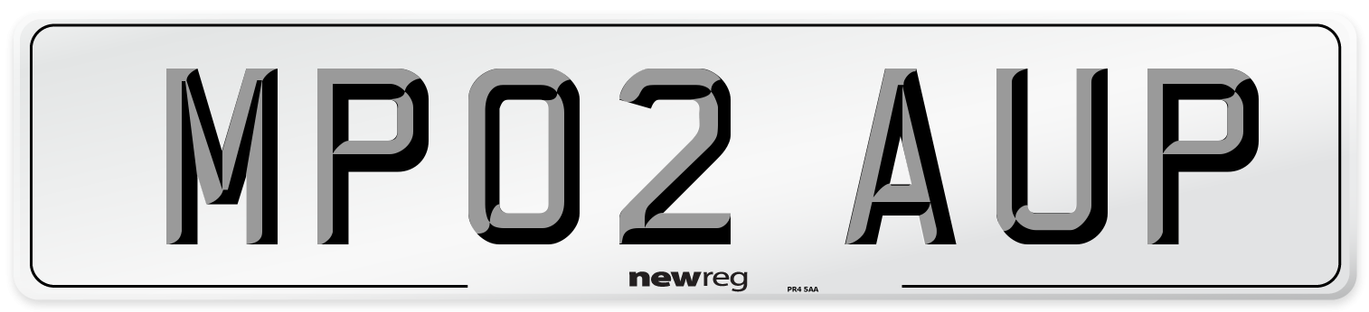MP02 AUP Number Plate from New Reg